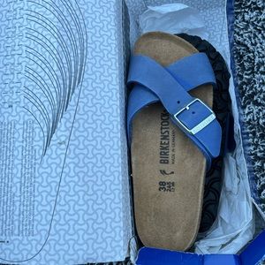 Brand new never worn blue Birkenstock sandals